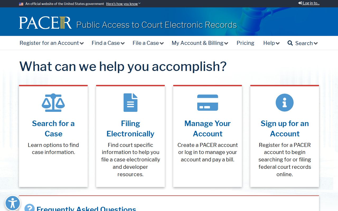 PACER federal court electronic records service