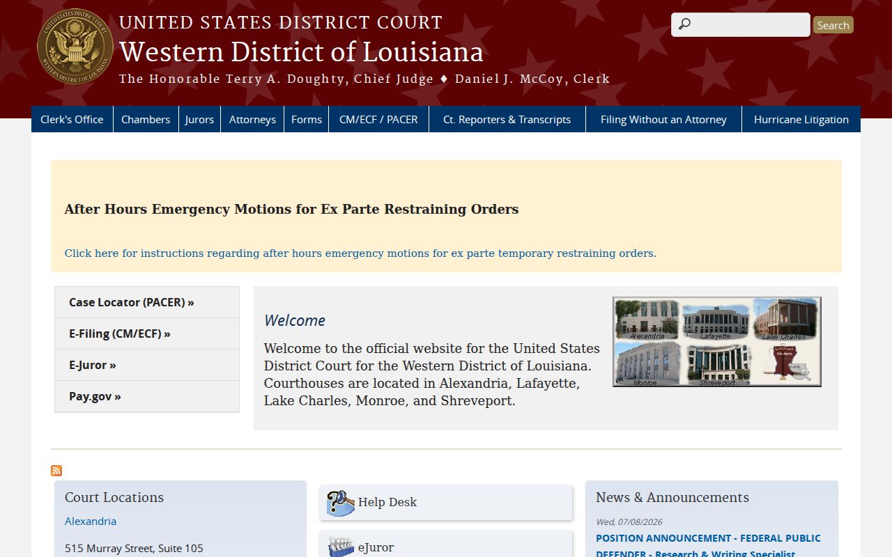 United States District Court Western District of Louisiana homepage