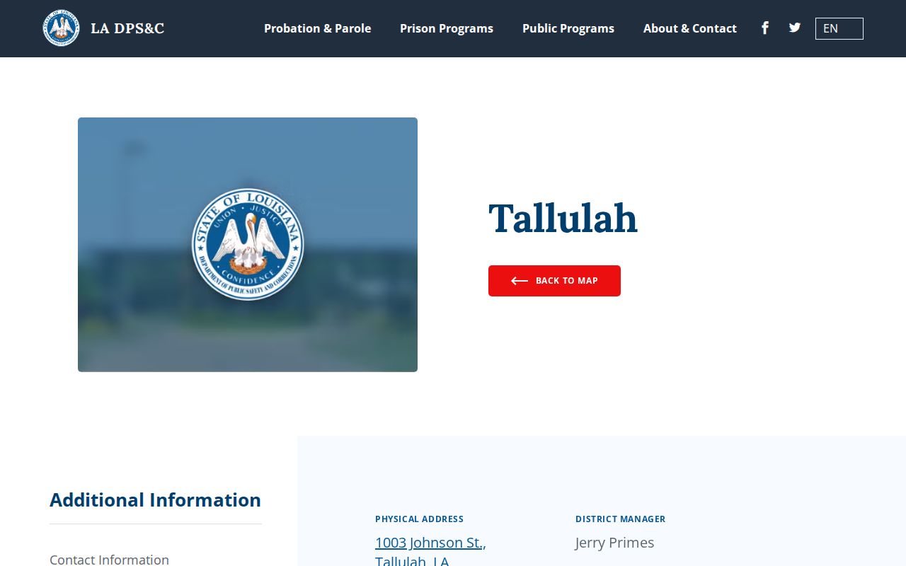 Tallulah Probation and Parole District office serving Franklin Parish