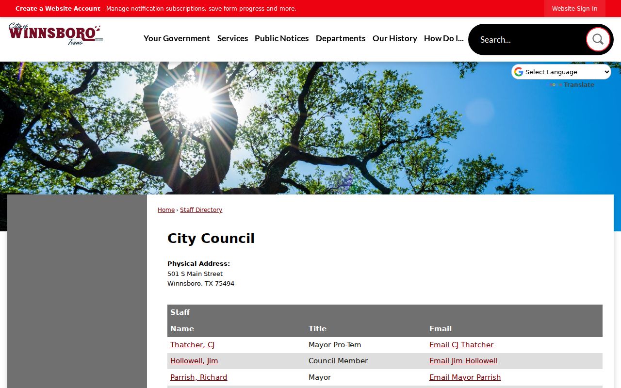 Winnsboro record check City Court contact