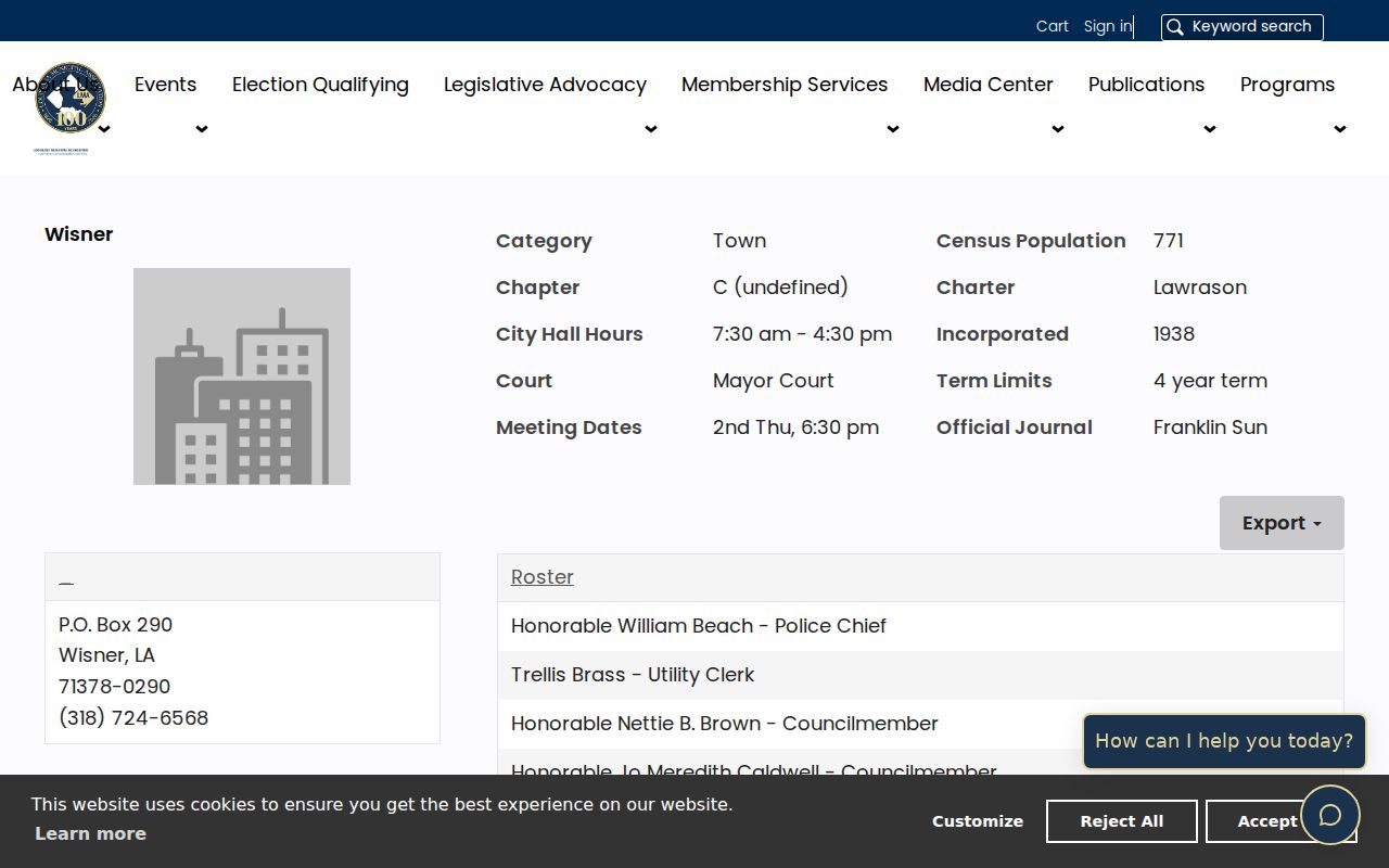 Wisner record check Mayor's Court official profile
